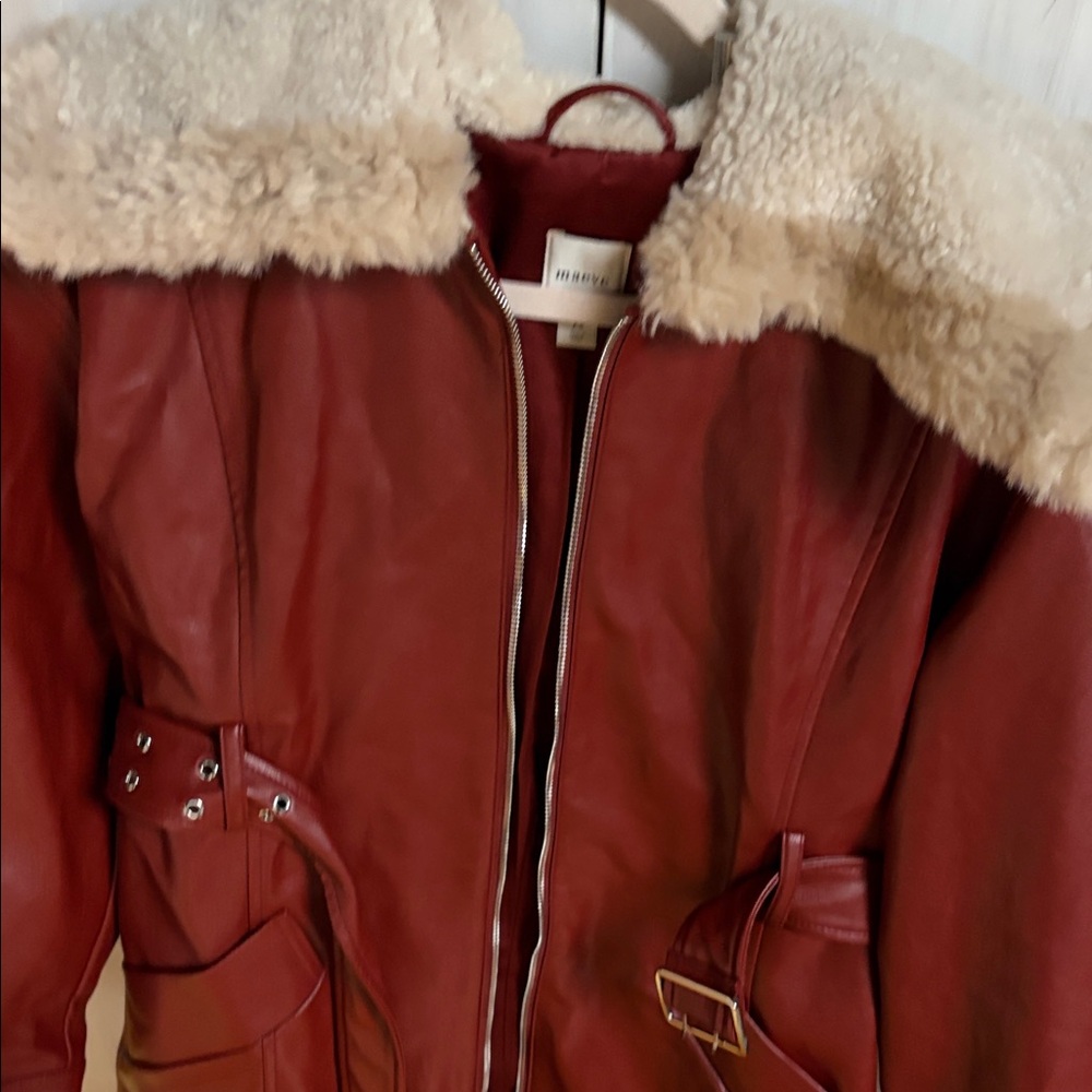 Red Faux Shearling collar Jacket
